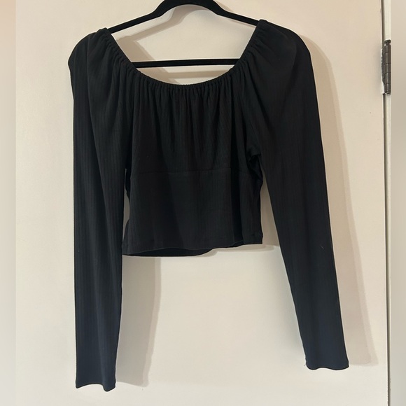 NWT Madewell Ribbed Square-Neck Long-Sleeve Top in Black - Picture 10 of 11